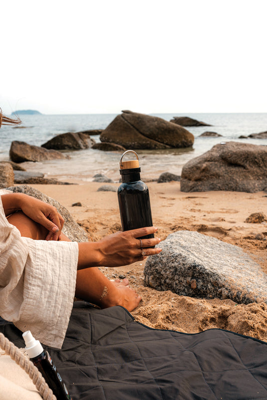 RCS RPET bottle with bamboo lid and handle - Custom Wood Designs