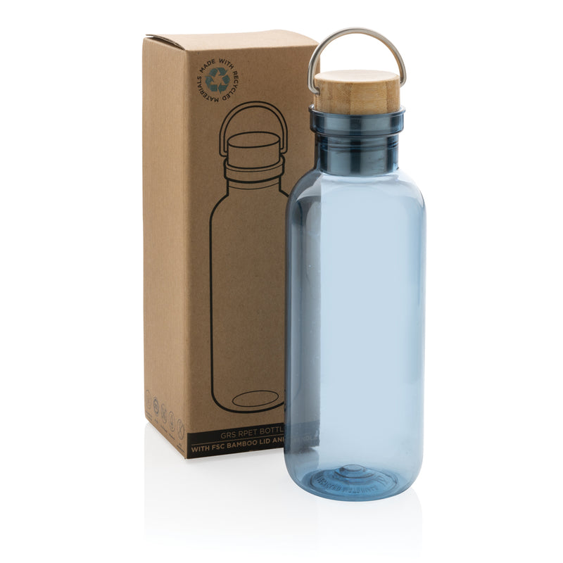 Load image into Gallery viewer, RCS RPET bottle with bamboo lid and handle - Custom Wood Designs
