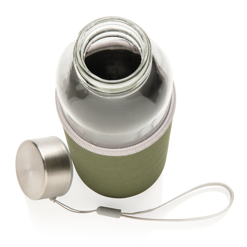 Load image into Gallery viewer, Glass bottle with neoprene sleeve - Custom Wood Designs
