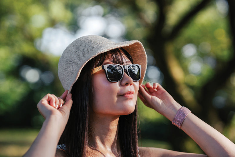 Load image into Gallery viewer, Bamboo and RCS recycled plastic sunglasses - Custom Wood Designs
