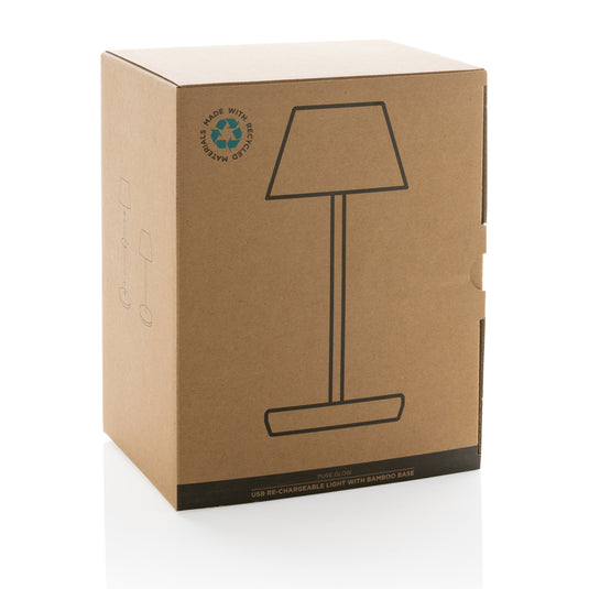 Pure Glow RCS usb-rechargeable recycled plastic table lamp - Custom Wood Designs
