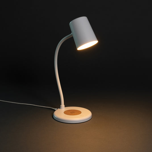 Zenara RCS recycled plastic and cork 15W wireless desk lamp - Custom Wood Designs