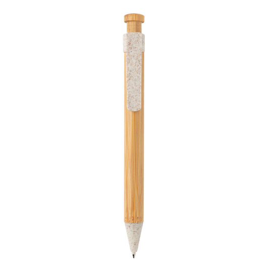 Bamboo pen with wheatstraw clip - Custom Wood Designs