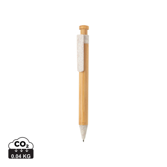 Bamboo pen with wheatstraw clip - Custom Wood Designs
