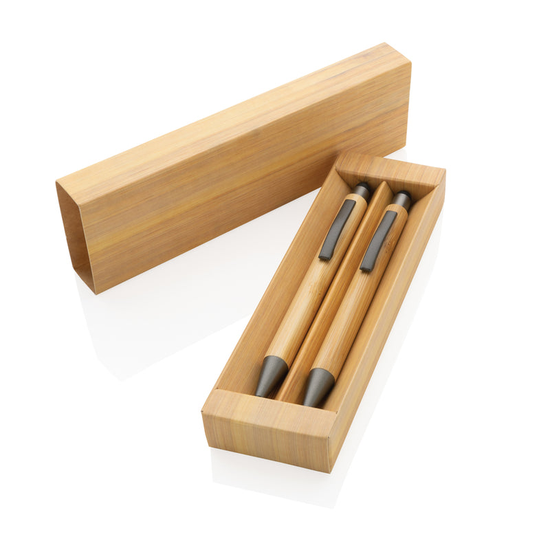 Load image into Gallery viewer, Bamboo modern pen set in box - Custom Wood Designs
