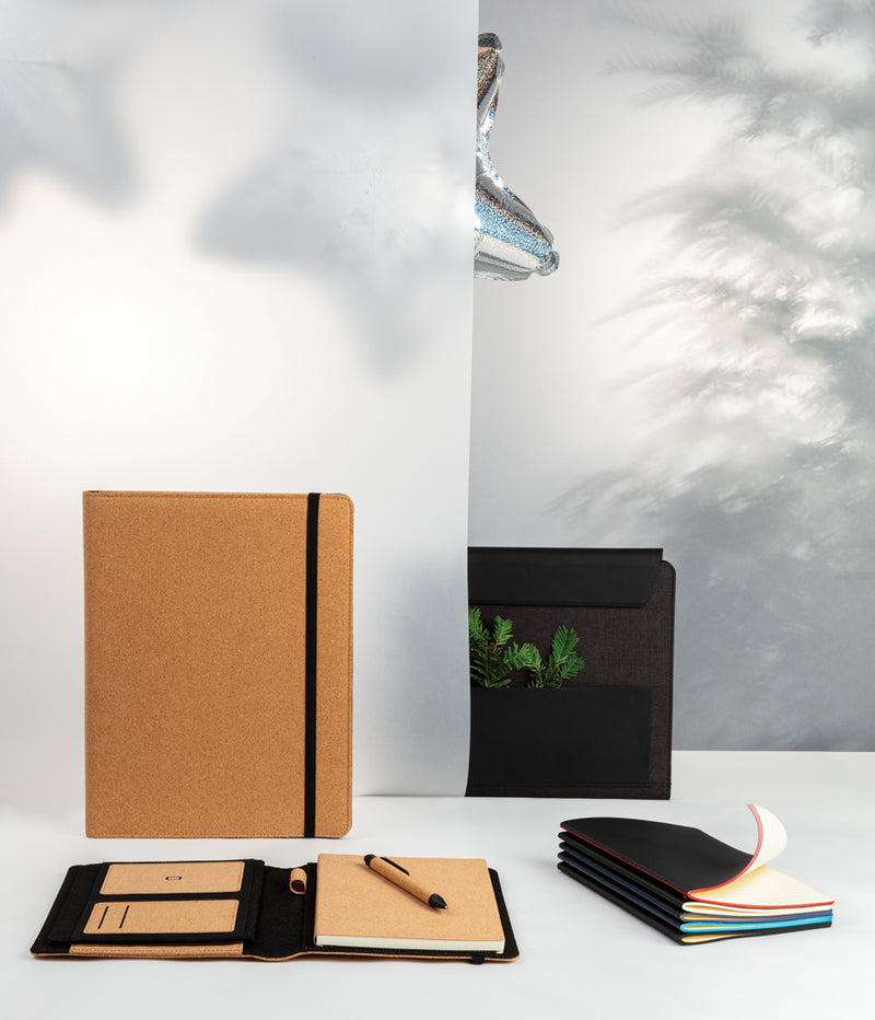 Load image into Gallery viewer, Deluxe cork portfolio A4 with pen - Custom Wood Designs
