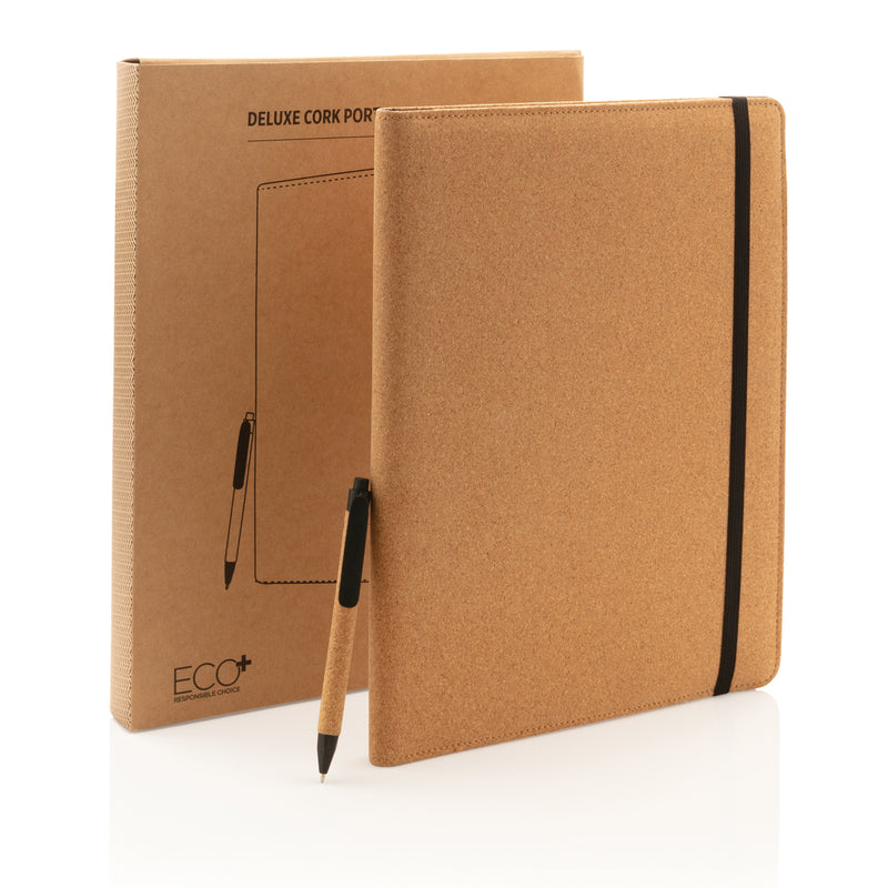 Load image into Gallery viewer, Deluxe cork portfolio A4 with pen - Custom Wood Designs
