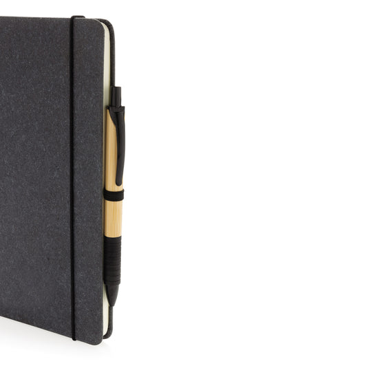 GRS Recycled leather hardcover notebook A5 - Custom Wood Designs