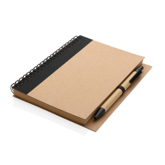 Kraft spiral notebook with pen - Custom Wood Designs