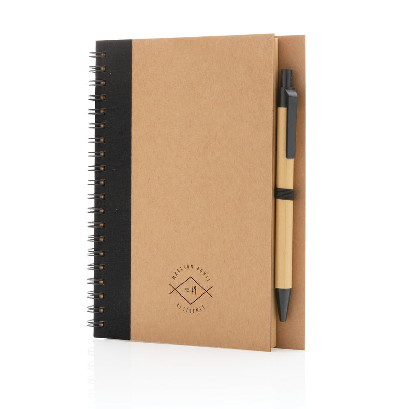 Load image into Gallery viewer, Kraft spiral notebook with pen - Custom Wood Designs
