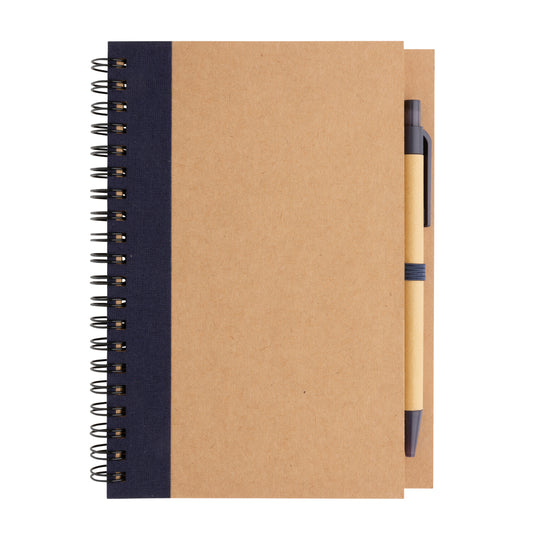 Kraft spiral notebook with pen - Custom Wood Designs