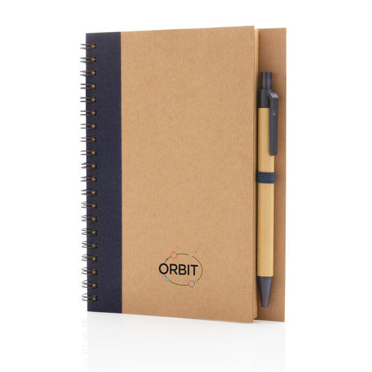 Kraft spiral notebook with pen - Custom Wood Designs