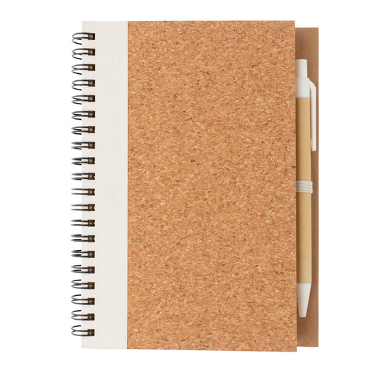 Cork spiral notebook with pen - Custom Wood Designs