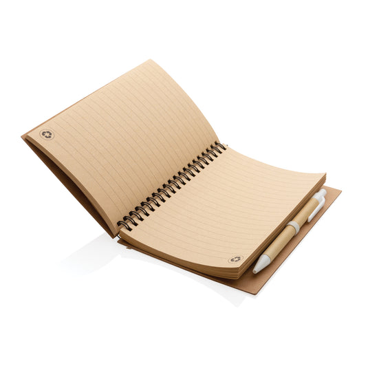 Cork spiral notebook with pen - Custom Wood Designs