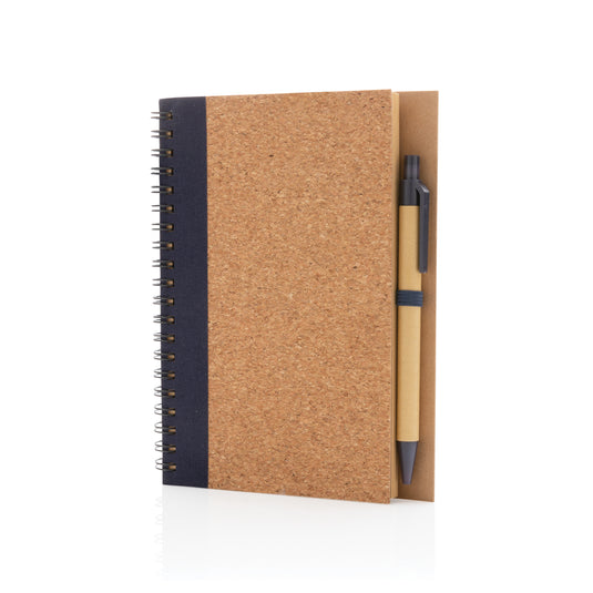 Cork spiral notebook with pen - Custom Wood Designs