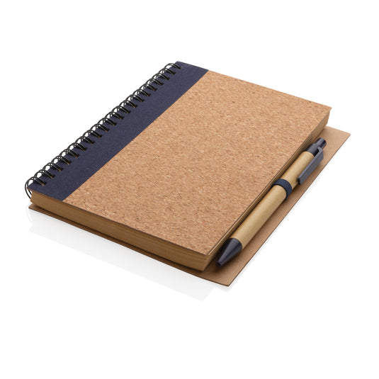 Cork spiral notebook with pen - Custom Wood Designs