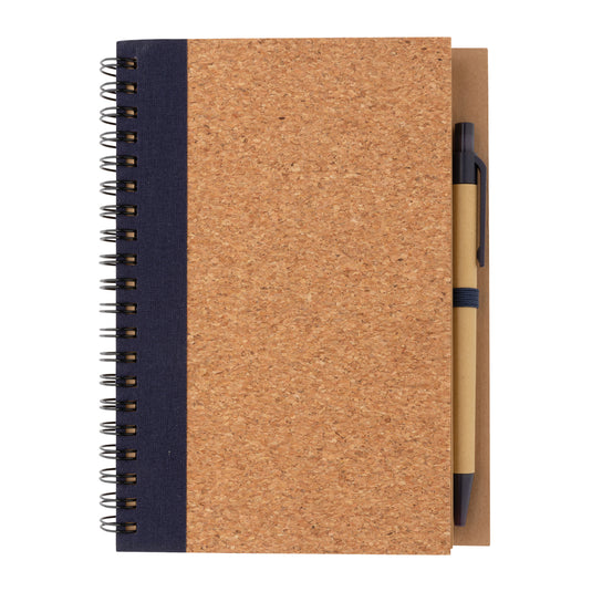 Cork spiral notebook with pen - Custom Wood Designs