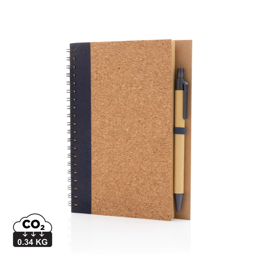 Cork spiral notebook with pen - Custom Wood Designs