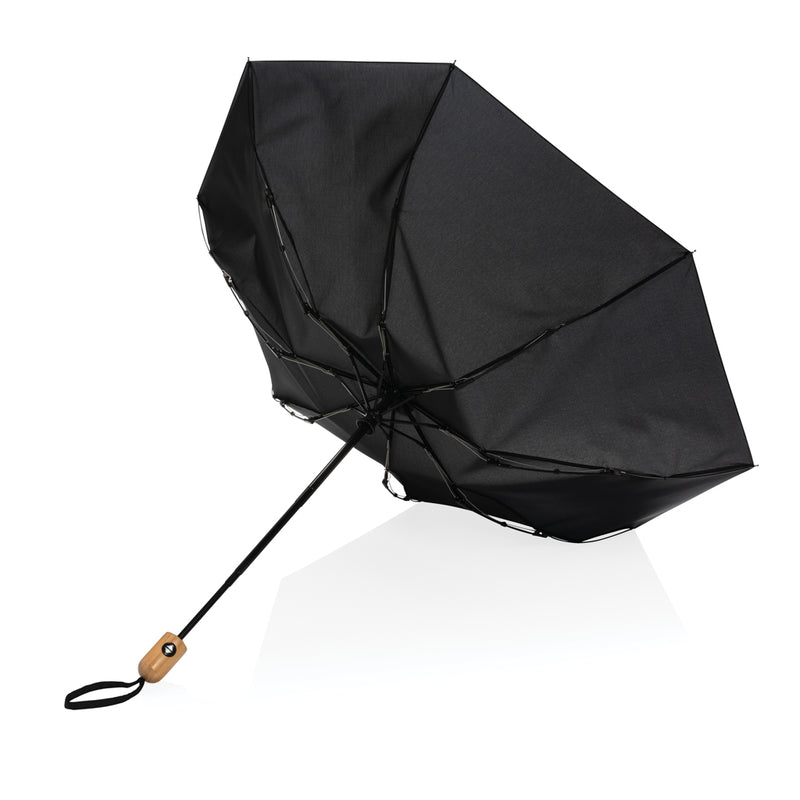 Load image into Gallery viewer, 21" Impact AWARE™ RPET 190T bamboo auto open/close umbrella - Custom Wood Designs
