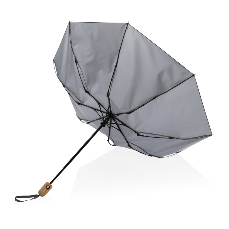 Load image into Gallery viewer, 21" Impact AWARE™ RPET 190T bamboo auto open/close umbrella - Custom Wood Designs
