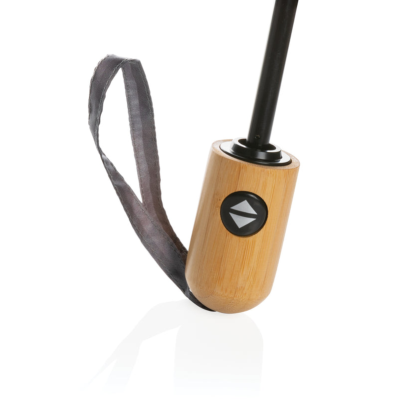 Load image into Gallery viewer, 21" Impact AWARE™ RPET 190T bamboo auto open/close umbrella - Custom Wood Designs
