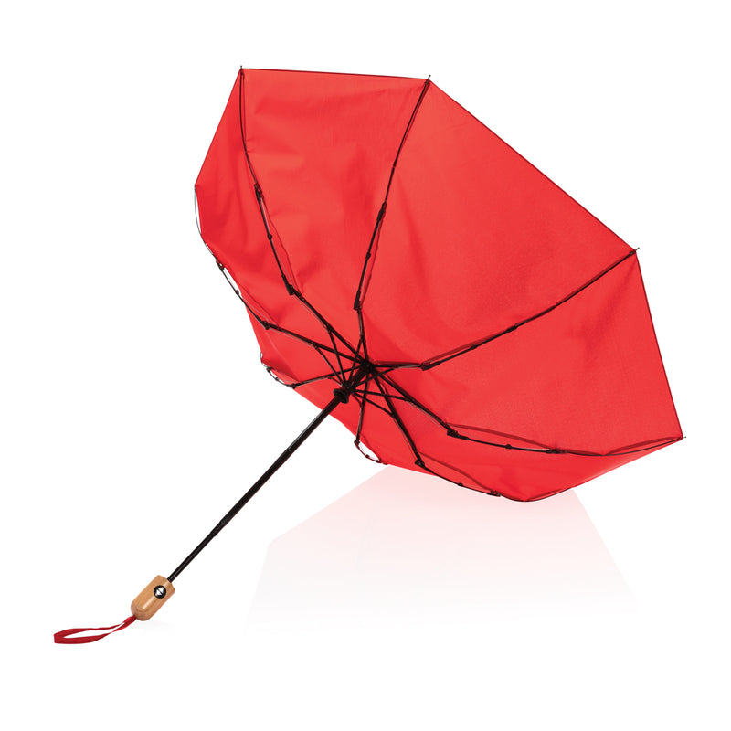 Load image into Gallery viewer, 21" Impact AWARE™ RPET 190T bamboo auto open/close umbrella - Custom Wood Designs
