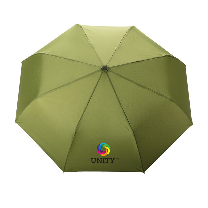 Load image into Gallery viewer, 21" Impact AWARE™ RPET 190T bamboo auto open/close umbrella - Custom Wood Designs
