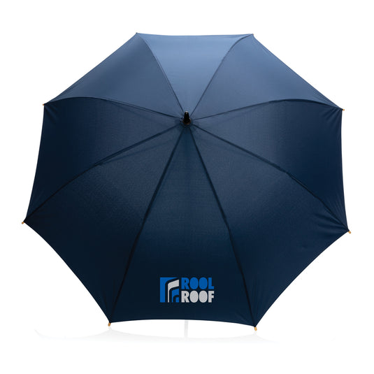 23" Impact AWARE™ RPET 190T auto open bamboo umbrella - Custom Wood Designs