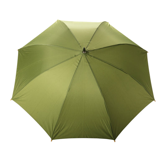 23" Impact AWARE™ RPET 190T auto open bamboo umbrella - Custom Wood Designs