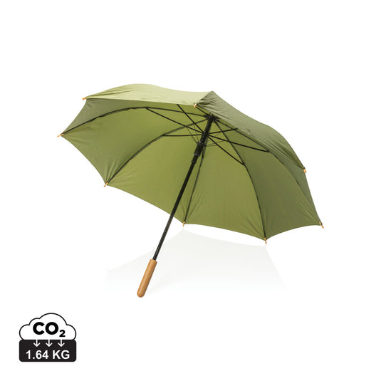 23" Impact AWARE™ RPET 190T auto open bamboo umbrella - Custom Wood Designs