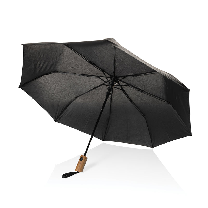 Load image into Gallery viewer, Kaycey 21" AWARE™ RPET Acacia wood mini auto open umbrella - Custom Wood Designs
