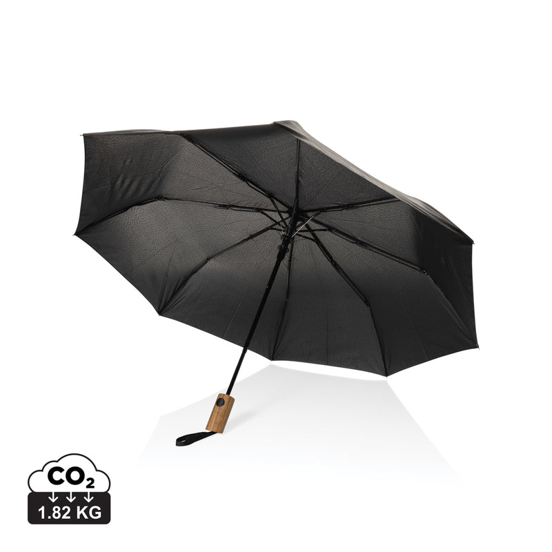 Load image into Gallery viewer, Kaycey 21" AWARE™ RPET Acacia wood mini auto open umbrella - Custom Wood Designs
