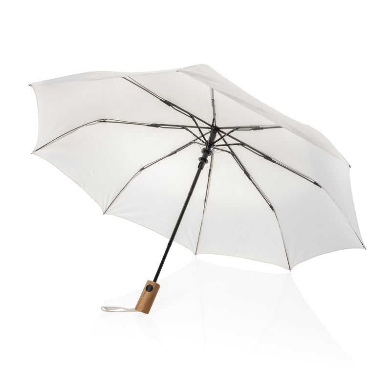 Load image into Gallery viewer, Kaycey 21" AWARE™ RPET Acacia wood mini auto open umbrella - Custom Wood Designs
