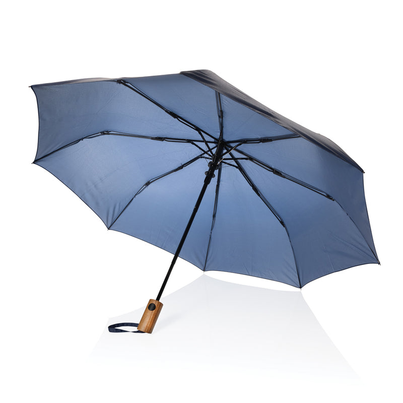 Load image into Gallery viewer, Kaycey 21" AWARE™ RPET Acacia wood mini auto open umbrella - Custom Wood Designs
