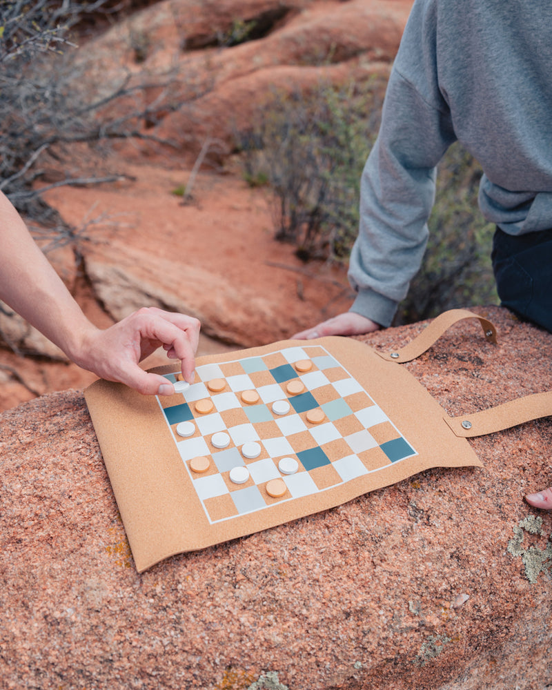 Load image into Gallery viewer, Britton cork foldable backgammon and checkers game set - Custom Wood Designs
