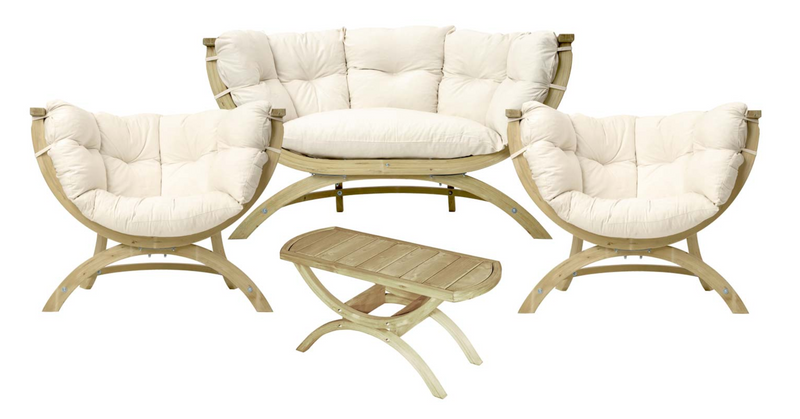 Load image into Gallery viewer, Siena Lounge Set with Tavolino Table - Custom Wood Designs Siena Lounge Set with Tavolino Table made from [material] –  [use_case] | Custom Wood Designs
