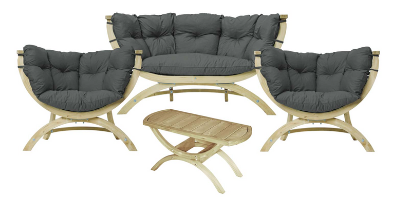 Load image into Gallery viewer, Siena Lounge Set with Tavolino Table - Custom Wood Designs Siena Lounge Set with Tavolino Table made from [material] –  [use_case] | Custom Wood Designs
