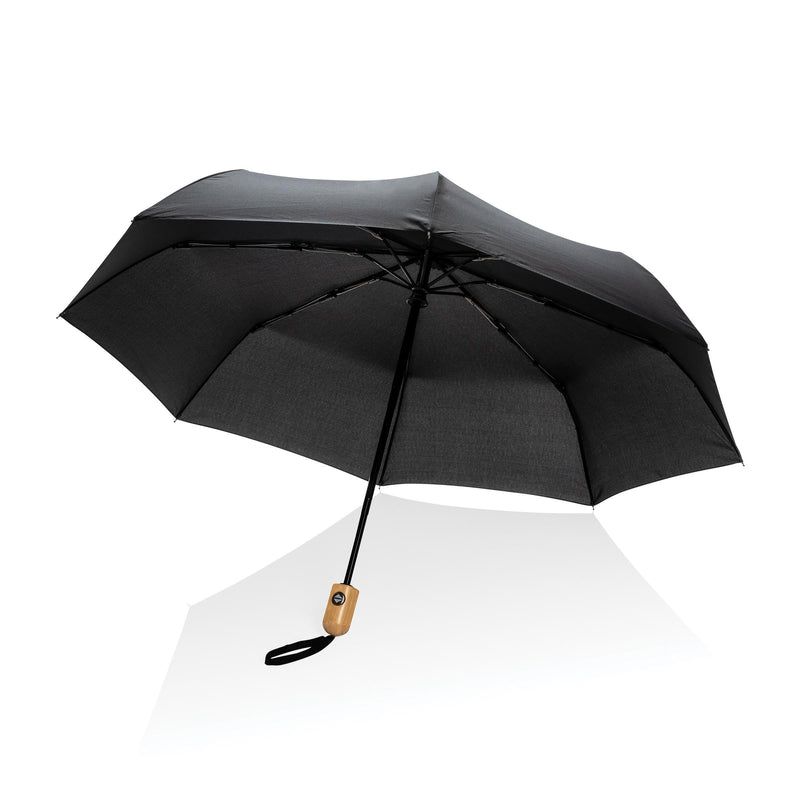 Load image into Gallery viewer, 21" bamboo handle umbrella pack of 12 Black Custom Wood Designs __label: Multibuy black-21-bamboo-handle-umbrella-pack-of-12-53613419823447
