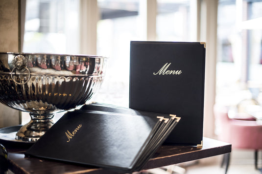 A4 leather menu x10 Custom Wood Designs __label: Multibuy black-a4-leather-menu-x10-53613251199319