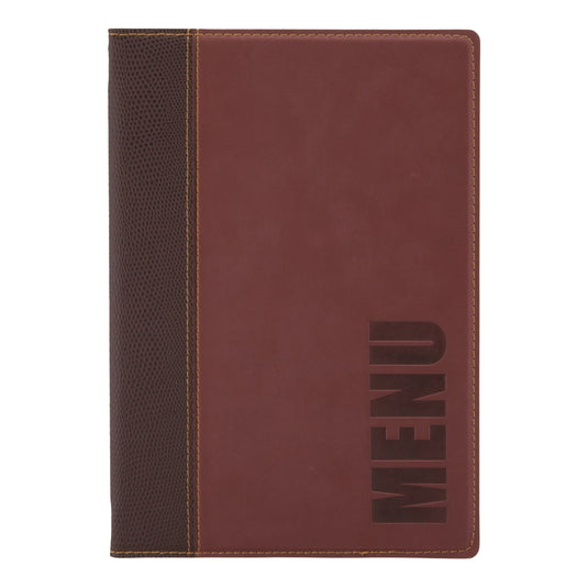Leather style menu holder A5 pack of 10 Wine Red Custom Wood Designs __label: Multibuy black-leather-style-menu-holder-a5-pack-of-10-53613281345879