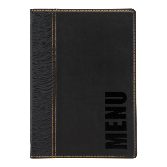 Leather style menu holder A5 pack of 10 Black Custom Wood Designs __label: Multibuy black-leather-style-menu-holder-a5-pack-of-10-53613283901783