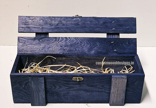 Rustic Bottle Box - Blue Single x 25 Bottle box Custom Wood Designs __label: Multibuy bottle-box-default-title-rustic-bottle-box-blue-single-52614324158807