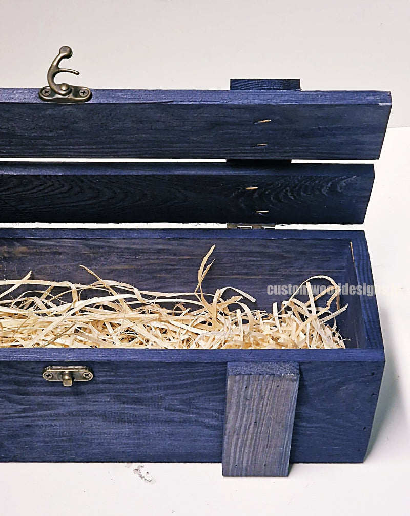Load image into Gallery viewer, Rustic Bottle Box - Blue Single x 25 Bottle box Custom Wood Designs __label: Multibuy bottle-box-default-title-rustic-bottle-box-blue-single-52614324715863
