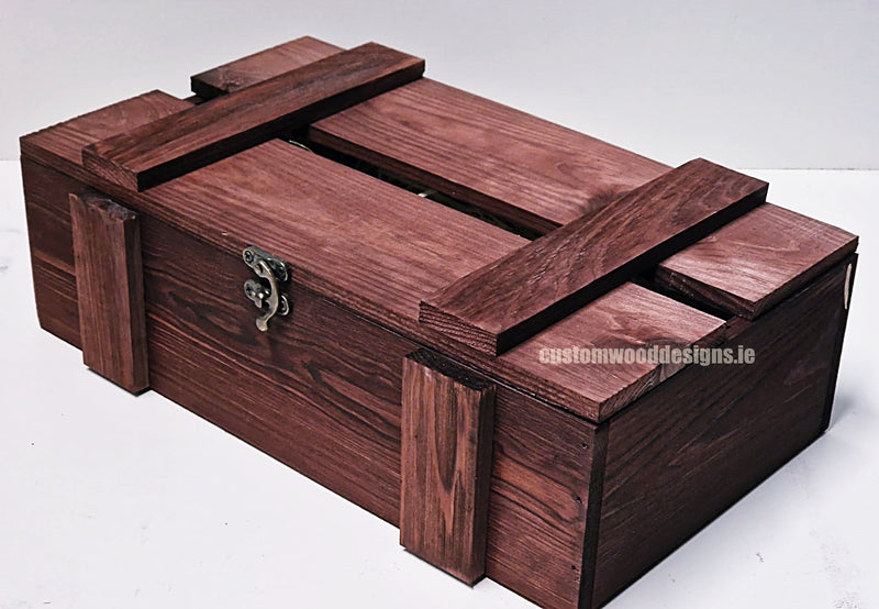 Load image into Gallery viewer, Rustic Bottle Box - Burgundy Double x 25 Bottle box Custom Wood Designs __label: Multibuy Bottle Box gift box Gift Boxes wooden Box bottle-box-default-title-rustic-bottle-box-burgundy-double-53613466485079

