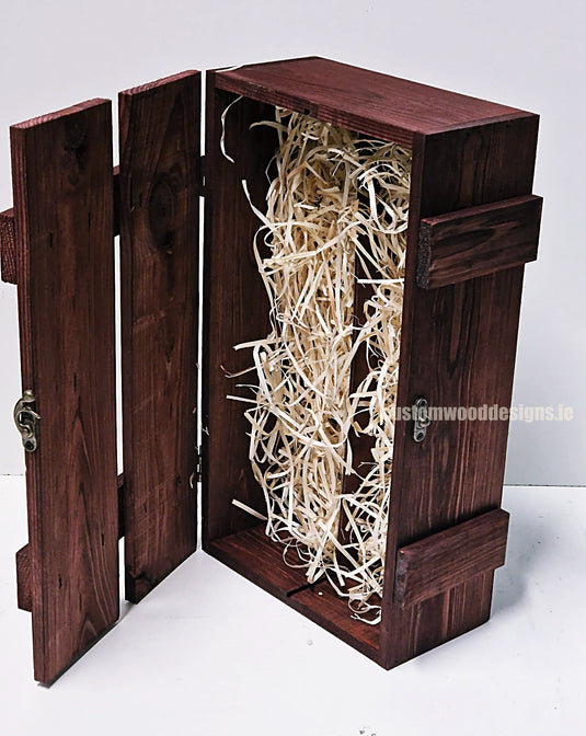 Rustic Bottle Box - Burgundy Double x 25 Bottle box Custom Wood Designs __label: Multibuy Bottle Box gift box Gift Boxes wooden Box bottle-box-default-title-rustic-bottle-box-burgundy-double-53613469925719