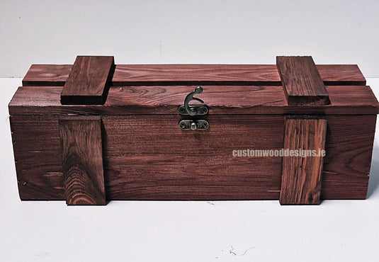 Rustic Bottle Box - Burgundy Single x 25 Bottle box Custom Wood Designs __label: Multibuy Bottle Box gift box Gift Boxes Single bottle box bottle-box-default-title-rustic-bottle-box-burgundy-single-53613446594903