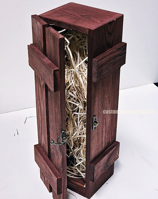 Rustic Bottle Box - Burgundy Single x 25 Bottle box Custom Wood Designs __label: Multibuy Bottle Box gift box Gift Boxes Single bottle box bottle-box-default-title-rustic-bottle-box-burgundy-single-53613457834327