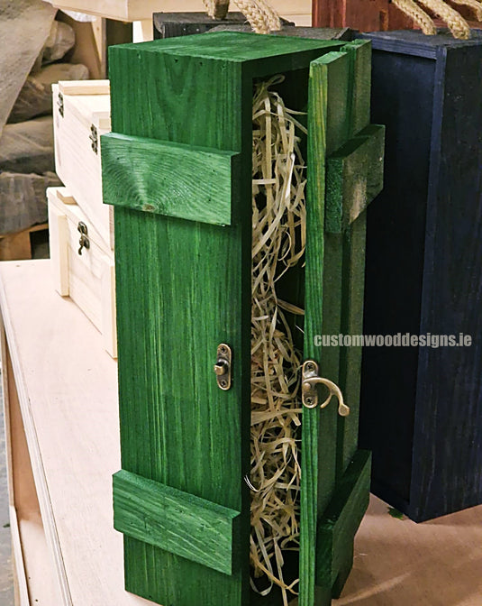 Rustic Bottle Box - Green Single x 25 Bottle box Custom Wood Designs __label: Multibuy Bottle Boxes Gift Boxes bottle-box-default-title-rustic-bottle-box-green-single-52613802000727