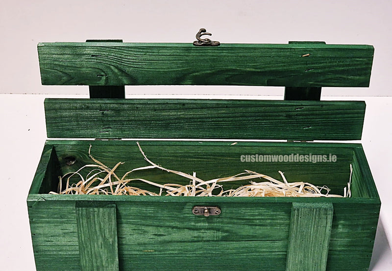 Load image into Gallery viewer, Rustic Bottle Box - Green Single x 25 Bottle box Custom Wood Designs __label: Multibuy Bottle Boxes Gift Boxes bottle-box-default-title-rustic-bottle-box-green-single-52613802459479
