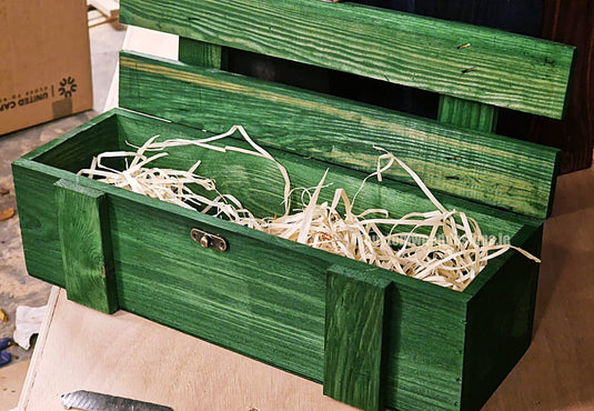 Rustic Bottle Box - Green Single x 25 Bottle box Custom Wood Designs __label: Multibuy Bottle Boxes Gift Boxes bottle-box-default-title-rustic-bottle-box-green-single-53613444858199